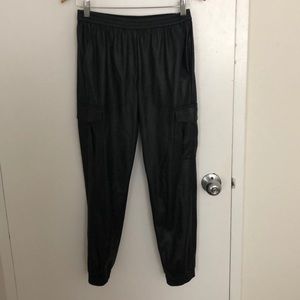 Light weight faux leather joggers.
